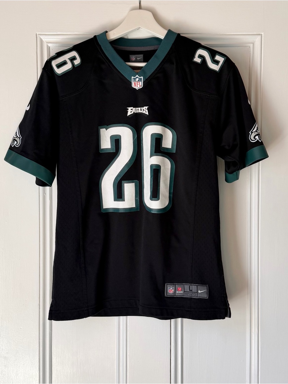 NIKE Philadelphia Eagles Black Football Jersey 26 Sanders Youth Large NFL